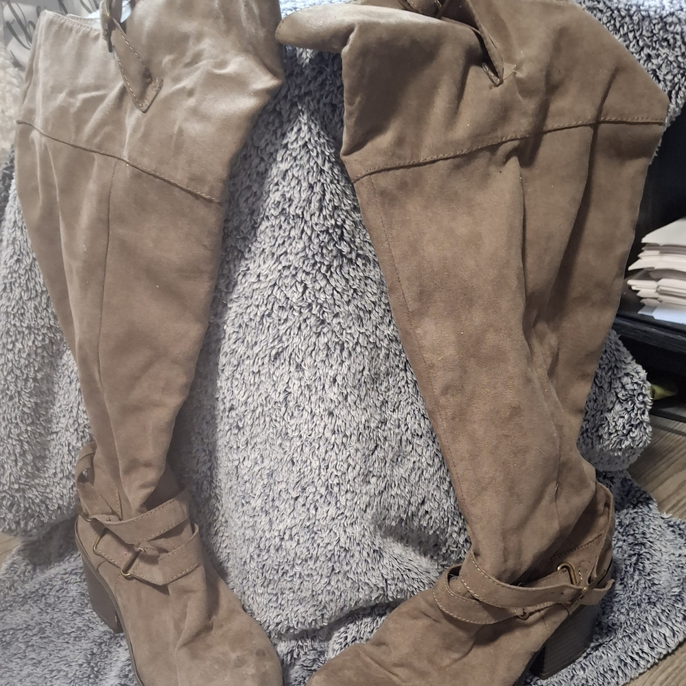 Maurices Tan Over the Calf Boots
